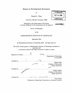 Essays  in  Development  Economics LIBRAR LIBRARIES ARCIV