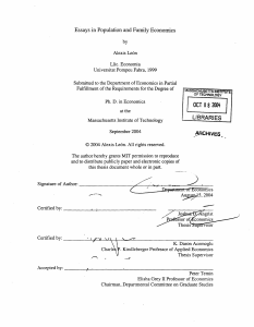 Essays  in Population and Family  Economics