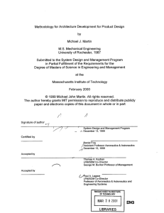 Methodology for Architecture  Development  for  Product Design J. 1987