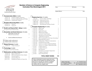 Bachelor of Science in Computer Engineering Curriculum Plan Sheet-August 2011