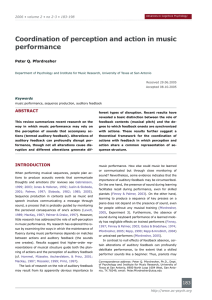 Coordination of perception and action in music performance ABSTRACT Peter Q. Pfordresher