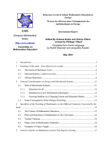 Reference Levels in School Mathematics Education in Europe