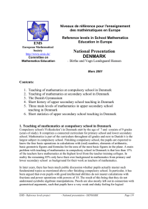 Niveaux de référence pour l'enseignement des mathématiques en Europe