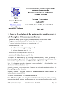 Niveaux de référence pour l'enseignement des mathématiques en Europe