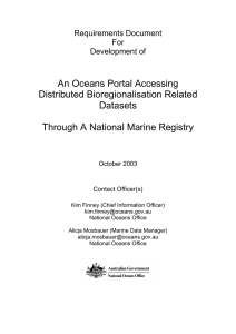 An Oceans Portal Accessing Distributed Bioregionalisation Related Datasets