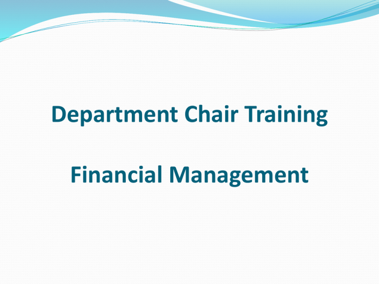 Department Chair Training Financial Management