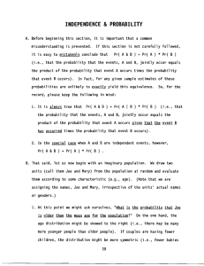 INDEPENDENCE PROBABILITY &amp;