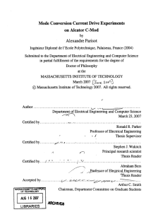 Mode  Conversion  Current Drive Experiments on Alcator C-Mod Alexandre Parisot