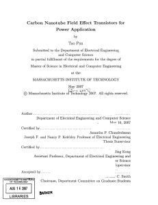 Carbon Nanotube  Field  Effect  Transistors for