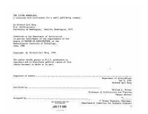 THE LIVING WORKPLACE: B.A.  (Architecture) 1979