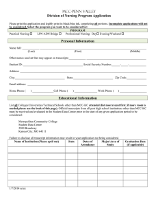 MCC-Penn Valley Division of Nursing Program Application  Personal Information