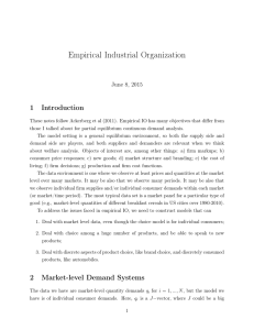 Empirical Industrial Organization 1 Introduction June 8, 2015
