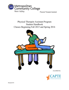 Physical Therapist Assistant Program Student Handbook