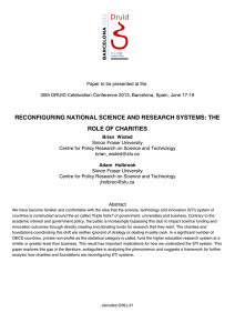 RECONFIGURING NATIONAL SCIENCE AND RESEARCH SYSTEMS: THE ROLE OF CHARITIES