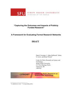 “Capturing the Outcomes and Impacts of Publicly Funded Research”