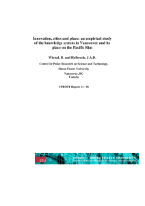 Innovation, cities and place: an empirical study