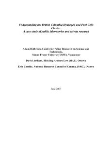 Understanding the British Columbia Hydrogen and Fuel Cells Cluster: