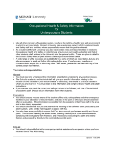 Occupational Health &amp; Safety Information for Undergraduate Students