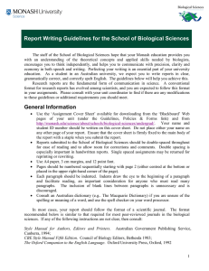 Report Writing Guidelines for the School of Biological Sciences