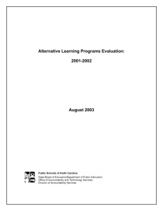 Alternative Learning Programs Evaluation: 2001-2002 August 2003