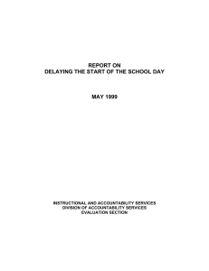 REPORT ON DELAYING THE START OF THE SCHOOL DAY MAY 1999