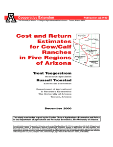 Cost and Return Estimates for Cow/Calf Ranches