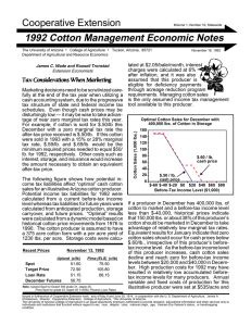 Cooperative Extension 1992 Cotton Management Economic Notes •