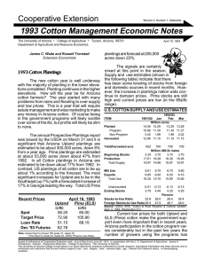 Cooperative Extension 1993 Cotton Management Economic Notes •