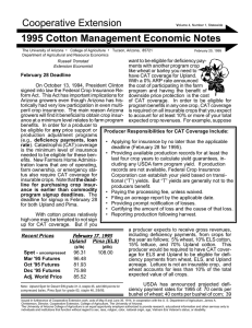 Cooperative Extension 1995 Cotton Management Economic Notes •
