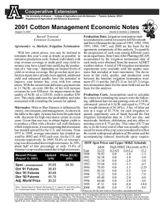 2001 Cotton Management Economic Notes Cooperative Extension