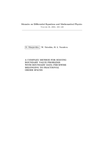 Memoirs on Differential Equations and Mathematical Physics BOUNDARY VALUE PROBLEMS