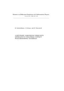 Memoirs on Differential Equations and Mathematical Physics A BOUNDARY VARIATIONAL INEQUALITY
