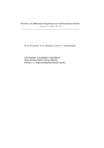 Memoirs on Differential Equations and Mathematical Physics ON FAEDO–GALERKIN METHOD