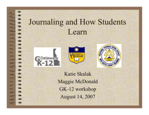 Journaling and How Students Learn Katie Skalak Maggie McDonald