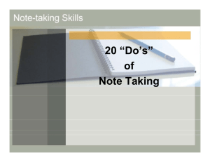 20 “Do’s” of Note Taking