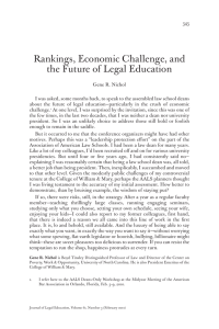 Rankings, Economic Challenge, and the Future of Legal Education