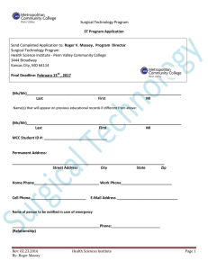 Surgical Technology Program Roger V. Massey, ST Program Application