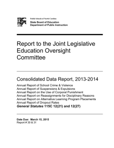 Report to the Joint Legislative Education Oversight Committee