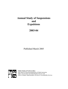 Annual Study of Suspensions and Expulsions 2003-04