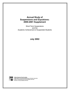 Annual Study of Suspensions and Expulsions: 2000-2001 Supplement
