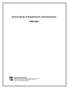 Annual Study of Suspensions and Expulsions: 2000-2001