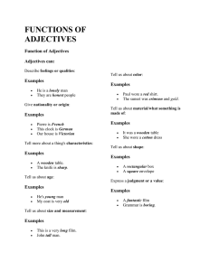 FUNCTIONS OF ADJECTIVES Function of Adjectives Adjectives can:
