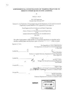 EXPERIMENTAL  INVESTIGATION  OF  TEARING  FRACTURE ... SHEETS  UNDER  QUASI-STATIC  LOADING