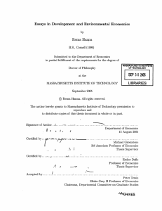 Essays  in Development  and Environmental  Economics Rema