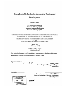 Complexity  Reduction  in Automotive  Design and Development J. Ronald
