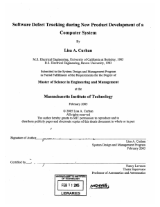 Software  Defect  Tracking during New  Product Development ... Computer System Lisa A.  Curhan