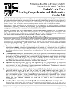 End-of-Grade Tests Reading Comprehension and Mathematics Grades 3–8 Understanding the Individual Student