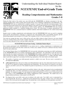 NCEXTEND2 Understanding the Individual Student Report for the Reading Comprehension and Mathematics