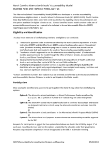 North Carolina Alternative Schools’ Accountability Model   Business Rules and Technical Notes 2014–15  