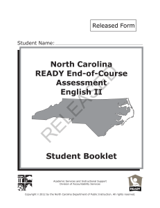 RELEASED Student Booklet North Carolina READY End-of-Course